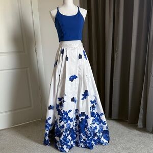 Sequin Hearts Blue and White Backless Dress